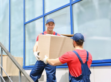 Local moving van loading in a North London street